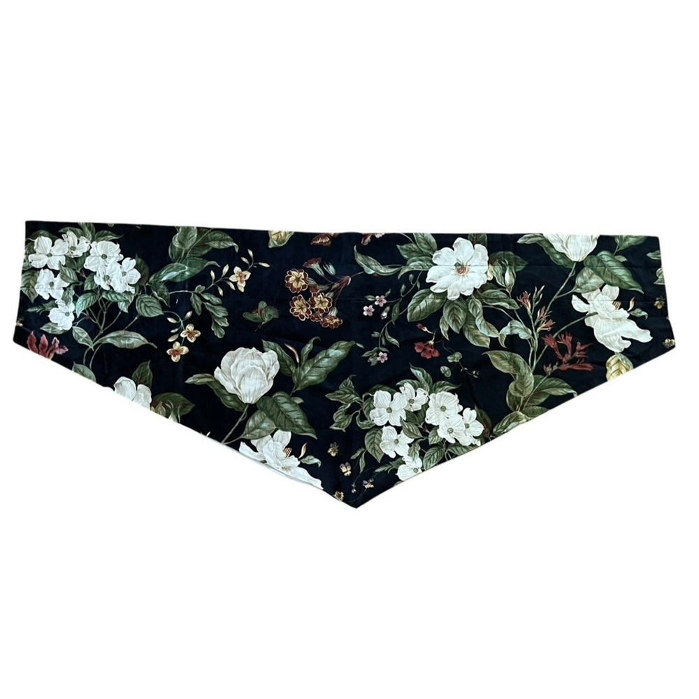 Waverly Williamsburg Garden‎ Magnolia Black Ascot Valance Dogwood V Shape Floral